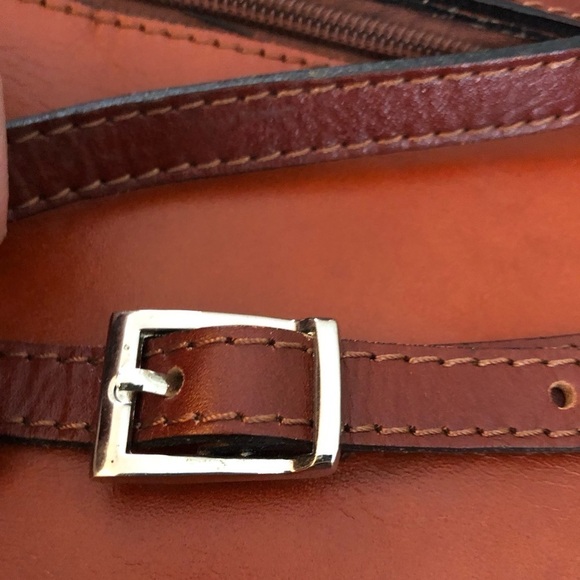 Florence Authentic Italian Leather Crossbody Handbag Flap Snap Closure 11X8 - Picture 5 of 14